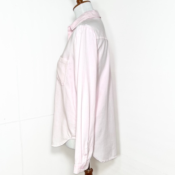 SOLD-Anthropologie Pastel Pink Chambray Long Sleeve Buttondown Shirt Small - Picture 4 of 9